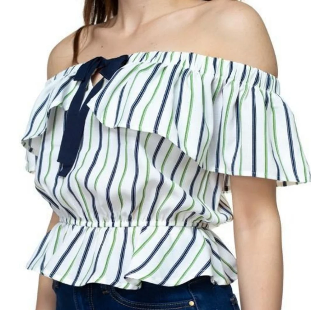 Stripe Ruffle Top - Picture 2 of 5